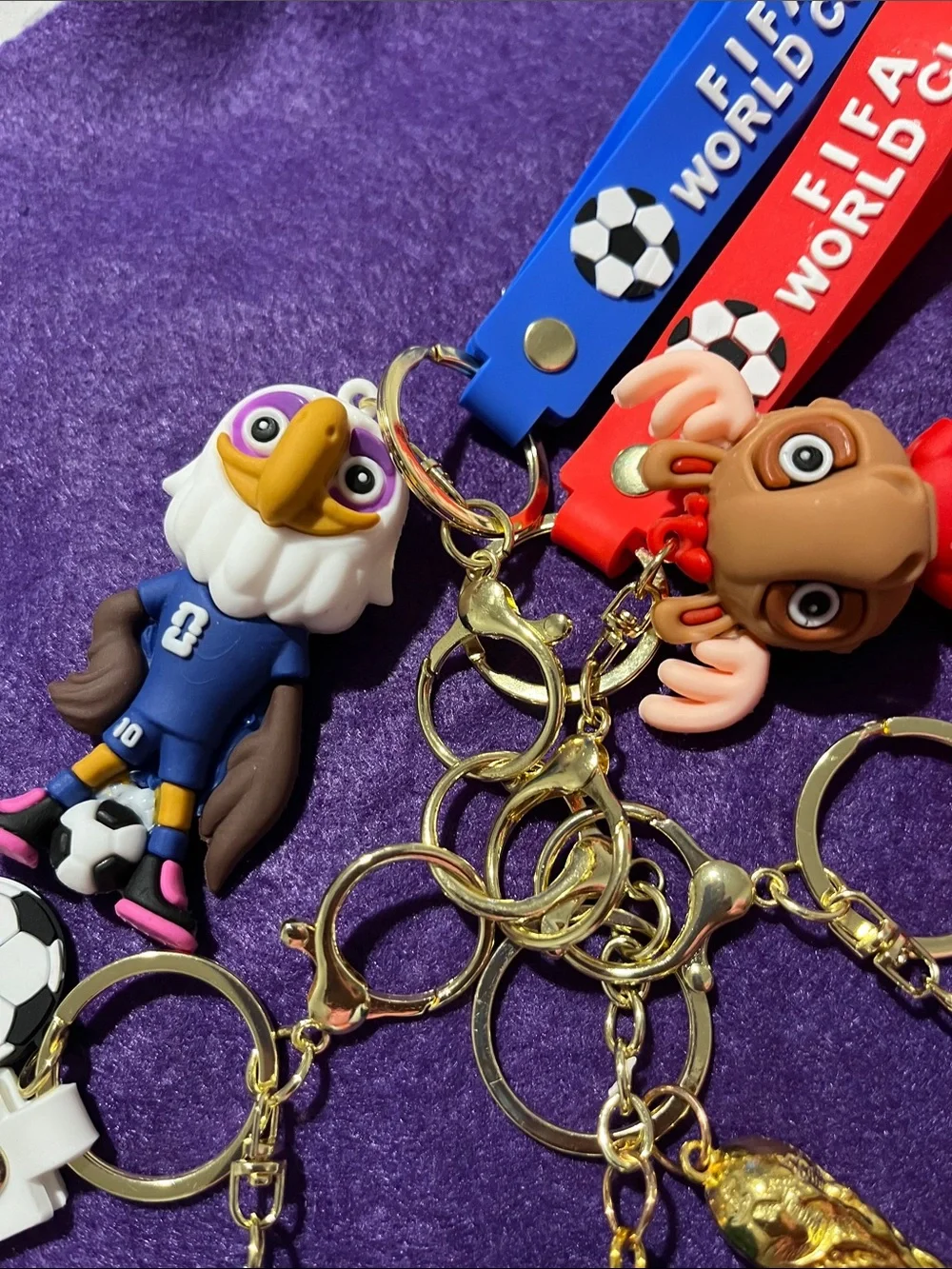 FIFA World Cup Kids Football Keychain Set - Purple, Blue, Red